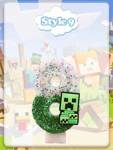 Minecraft 我的世界新款超级闪亮生日蛋糕插件数字蜡烛 0-9岁 小硬汉创意手工蜡烛生日蛋糕装饰成人派对儿童一周岁生日蛋糕装饰套装绿色 - 彩色 - 查看 9