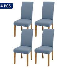1/4/6pcs Solid Color Chair Covers, Modern Removable Elastic Polyester Fiber Chair Covers, Suitable For Living Room, Dining Room, Bedroom Home Use, All Seasons - Gray Blue - View 13