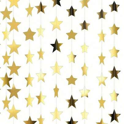 1 Set Shiny Star Garland, Sparkling Star Banner, Suitable For Graduation Ceremony, Wedding, Baby Shower Party, Birthday, Valentine's Day Decoration, Gold Glitter Star Garland For Star Theme Party, Wedding And Christmas Decoration, Shiny Celebration Background