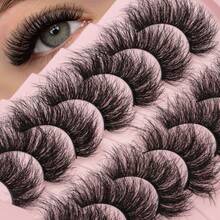 7对装全套假睫毛，俄式假睫毛，D卷翘仿貂毛，猫眼妆假睫毛，自然浓密假睫毛，丰盈睫毛嫁接，旅行必备化妆工具假睫毛，睫毛，假睫毛 - 黑色 - 查看 5