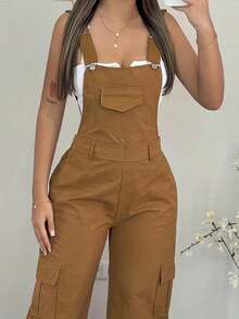 Áo vest cổ chữ V và quần ống rộng - Trang phục công sở - Màu Khaki - Xem 3