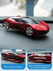 1Pc Racing Car Model Dashboard Ornament With 3-In-1 Car Model Phone Fragrance & Parking Number Plate – Stylish 360° Rotating Smartphone Stand, Parking Number Display, And Essential Oil Aroma For Cars,Racing Car Model Phone Car Holder - Ornaments - View 5