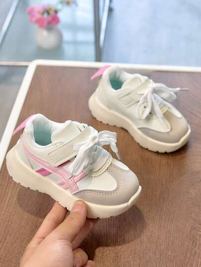 1双粉色春季新款儿童运动鞋，时尚男童休闲鞋，魔术贴学生女童跑步鞋