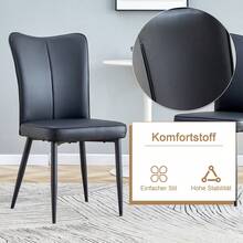 Dining Table & Chair Sets - Brown+Black + Glass+Metal + PU Leather + Seats 4 - View 11