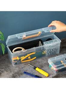 7pcs (6 Small Boxes + 1 Large Box) Tool Parts Storage Box, Multi-Compartment Handheld Transparent Tool Storage Box, Home Screws, Wrenches, Hardware Parts Organizer Box, Toy Organizer, Portable Divided Storage Box - A - View 7