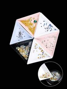 5件套美甲饰品托盘，美甲师水钻和点钻美甲用品收纳盒，三角形彩色塑料美甲配件整理盒 - 彩色 - 查看 4