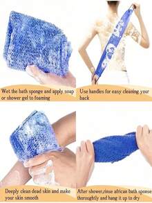 2pcs African Mesh Exfoliating Bath Towel Set, Double-Sided Design For Gentle Or Coarse Exfoliation, Effective Body Cleansing, Bathroom Back Scrubber Towel, Quality Mesh Material, Convenient Tie Design, Bath Sponge, Smooth Skin, Suitable For Daily Use (Blue, Purple) - A - View 8
