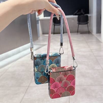 女士折叠手机壳，扇形贝壳图案，蓝/红色，流行时尚，适用于三星 Galaxy Z Flip 7、Galaxy Z Flip 7 FE、Galaxy Z Flip 6、Galaxy Z Flip 5、RAZR 50、RAZR 50 Ultra、RAZR 60、RAZR 60 Ultra。