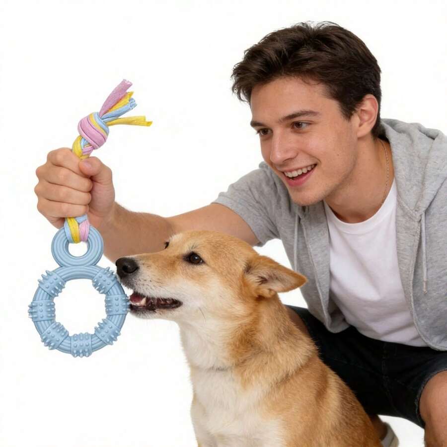 1pc - Dog Chew Toy, Brightly Colored To Attract Dogs' Attention, Made Of Durable Rubber And Rope, Perfect For Dogs To Play With, Interact With, Relieve Boredom, Prevent Mischief And Destruction, And Burn Energy. A Great Gift For Dogs And Pets. - Multicolor - View 1