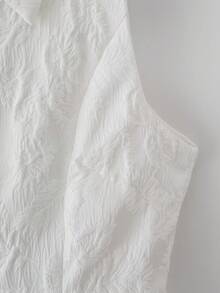 Blusa sin mangas de unicolor con estampado jacquard y cuello, blanco para primavera/verano - Blanco - Ver 5