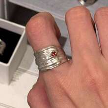 1pc Korean Style High-End Ribbon Knot Wide Ring, Cool Tone - Silver - View 3