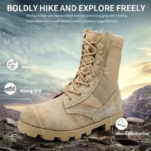 Men's Practical Tactical Boots | Dual-Layer Suede Leather 41-46 | Thick Anti-Slip Rubber Sole, Street Fashion - Khaki - View 4