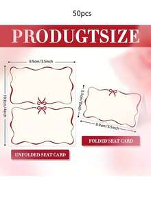 10/20/50张红色蝴蝶结波浪边空白席位卡，适用于宴会、婚礼、婴儿派对、生日派对 - 彩色 - 查看 8