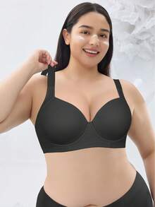 Plus Size Women Underwire Bra - Lift And Shape, Sexy Daily Wear - Black - View 12