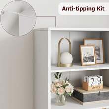 Librería grande de 71 pulgadas de alto, estantería industrial con puertas, estantería de granja no empotrado con estantes de almacenamiento, muebles de almacenamiento para el hogar para sala de - Blanco - Ver 5