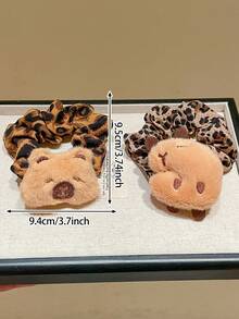 1pc/2pcsCapybara Print Scrunchie | Cute Animal Theme Hair Tie For Women | Valentine's Day & Easter Outfit Accessory - Multicolor - View 8