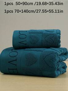 QIBHI 3/2/1件套提花爱心图案毛巾套装（轻薄），适用于浴室、旅行、情侣礼物、家居装饰、婚礼、派对。选择您喜欢的尺寸。也可用于美容院、酒店、运动、家居等场合，是护肤浴巾的理想之选。 - 藍色 - 查看 8