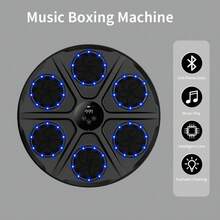 Music Boxing Machine With Gloves,Adult Smart Wall-Mounted Boxing Machine,Boxing Training Machine,Boxing Workout Equipment,High-Quality Electronic Boxing Training Target,Agility Training Equipment,Easy-To-Install Boxing Target,Music Boxing Machine With Adult Premium Boxing Gloves,Suitable For Home, Office And Gym - 黑色拳擊機+黑手套 - 查看 2