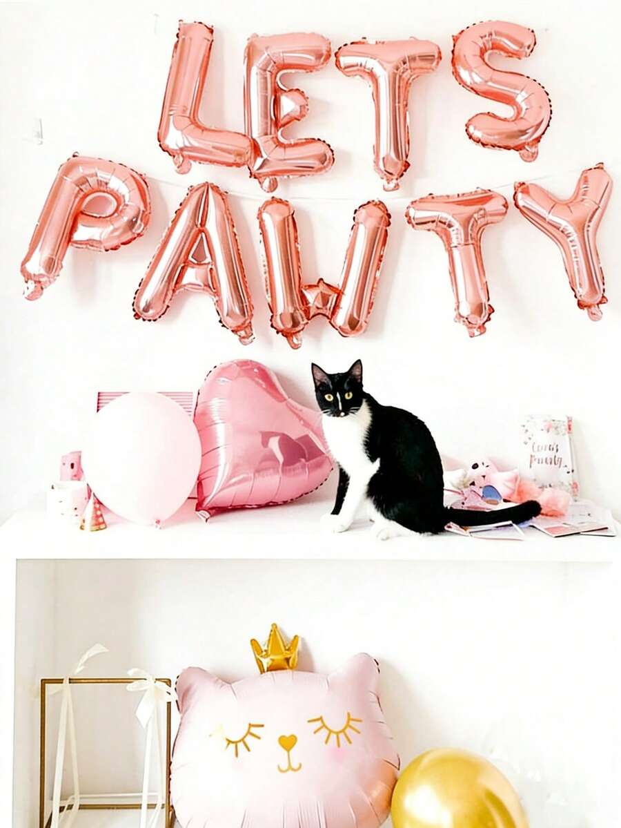 10件装汪汪气球派对套装，包含16英寸玫瑰金字母气球、狗骨头气球，适合狗狗生日派对、宠物主题派对、狗狗欢乐时光。 - 彩色 - 查看 1