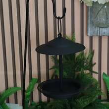 1个户外金属喂鸟器，简约黑色悬挂式喂鸟器，吸引各种鸟类，美观的花园和庭院装饰，送给爱鸟人士的完美礼物 - A - 查看 4