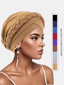 2pcs Women Twist Head Wrap Scarf Turban Hat, Suitable For Spring, Autumn And Winter