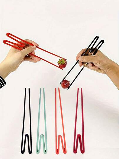 1 Pair Of Reusable Training Chopsticks - Made Of Plastic Material With Solid Color Patterns, A Quick Start Aid For Beginners, Catering Service Equipment, Ideal For Learning And Practicing With Chopsticks, Suitable For All Ages