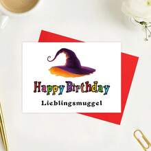 Birthday Card, Magical Card Happy Birthday, Wizard, Birthday Card, Witch Hat, - Multicolor - View 9