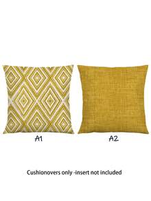 2 件装装饰枕套，波西米亚几何图案抱枕套，100% 低过敏性聚酯纤维，复古亚麻材质，隐形拉链，可机洗，简约时尚线条设计，家居装饰抱枕套，适用于沙发、客厅、卧室，不含枕芯 - 黃色 - 查看 15