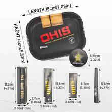 OHIS 六合一吸烟套装 - 黑色/粉色/棕色可选 - 套装包含：18cm*14cm 大托盘 + 110mm/78mm 双层卷烟纸 + 110mm 印花卷烟器 + 双层研磨器 + 收纳管 - 天然阿拉伯树胶卷烟纸 - 经典超薄卷烟纸，燃烧顺畅 - 手工制作吸烟配件 - 便携式旅行套装，适合旅行、聚会、万圣节、圣诞节、父亲节、生日礼物、情人节等场合，精美吸烟礼盒包装，是送给吸烟者的理想礼物。 - 彩色 - 查看 3