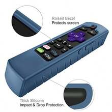 Case For Roku Voice Remote RCA1R RCAL7R Express HD 4K Ultra LT Enhanced Voice Express 3930 Premiere+ 3921 Streaming Stick+ Remote Anti Slip Shockproof Silicone Cover Cyan Blue - A - View 3