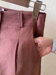 ISADORA FASHION LINEN WOMEN'S BERMUDA SHORTS WITH POCKETS ELEGANCE AND  New Year, New Year's Eve, Christmas, Summer, Holidays... - 咖啡棕 - 查看 2