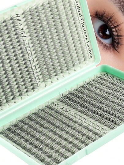 576/640pcs DIY False Eyelash Clusters, Eyelash Growth, Curled And Voluminous False Eyelash Clusters, Individual False Eyelashes, Exquisite Cartoon Eyelash Clusters, Suitable For Beginners To Use At Home, Suitable For Daily Life, Weddings, Shopping, Balls, Parties, Music Festivals, Halloween, Christmas, Back To School Season And Other Occasions
