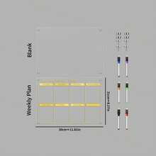 一套磁性金色亚克力书写板，冰箱贴展示板，可重复书写周/月日历磁性白板，膳食计划板，金色线条磁性留言板（含6支磁性白板笔）