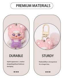 1pc Cute Flocked Waving Cat Keychain, Fluffy Cartoon Accessory Bag Charm, Small Ornament, Car Key Chain, Key Lanyard, Keyring, Keychain Accessories, Keychains, Couples Keychain, Gift For Women, Christmas Gift, Christmas Stocking Stuffer, Birthday Gift, Friend Gift, Holiday Gift, Event Souvenir, Party Favor - Multicolor - View 8