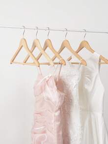 8件套木质衣架，带防滑杆 - 360°旋转挂钩，无缝衬衫西装收纳衣架，适用于酒店、卧室、衣柜 - 卡其色 - 查看 7