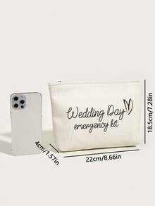 1pc Bride Wedding Day Emergency Kit Makeup Bag - Personalized Polyester Cosmetic Pouch, Lightweight Zippered Organizer, Machine Washable, Fade Resistant, Foldable - Fashion Style White Toiletry Bag Make Up Organizer Toiletry Travel Bag - Multicolor - View 4