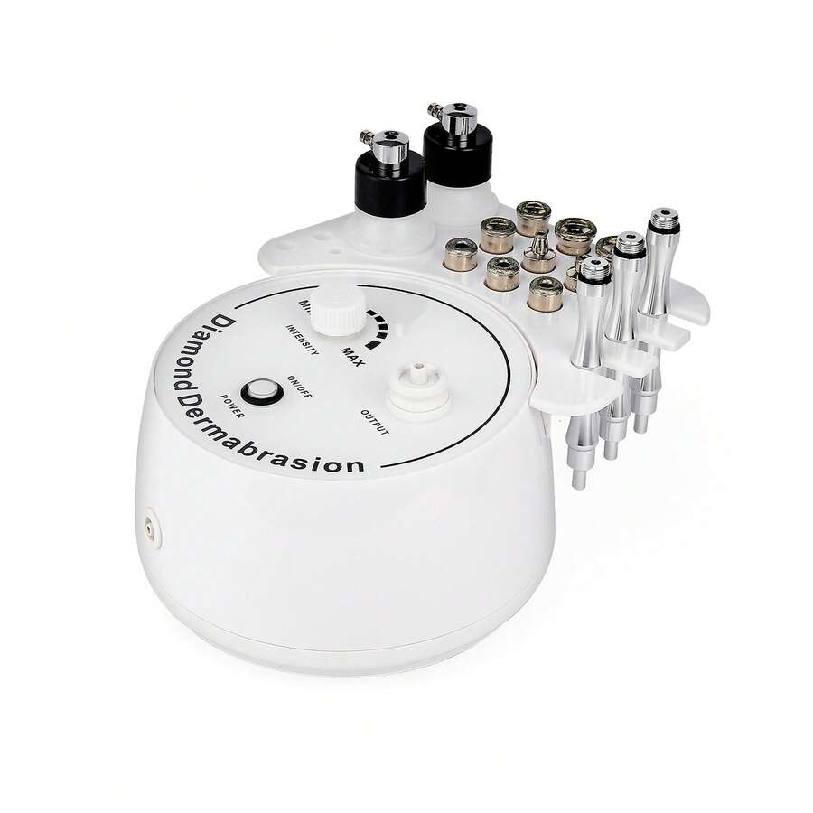 Foreverlily Máquina profesional de microdermoabrasión con diamante dispositivo de cuidado facial 3 en 1 para exfoliación, eliminación de puntos negros, antiarrugas, adecuado para uso en salones, personal y en el hogar (con adaptador) - Blanco - Ver 1