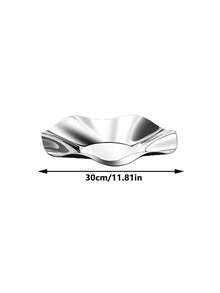 1 pièce Plateau à fruits en acier inoxydable de style luxe avec miroir, assiette à dessert créative de niche, plateau à fruits asymétrique haut de gamme pour la maison, la décoration de la table basse du salon - Argent - Voir 10