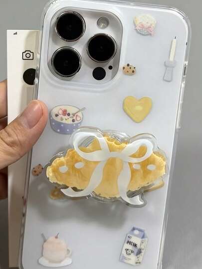 1pc INS Bow Acrylic Resin Phone Holder, Foldable Portable Air Cushion Phone Stand