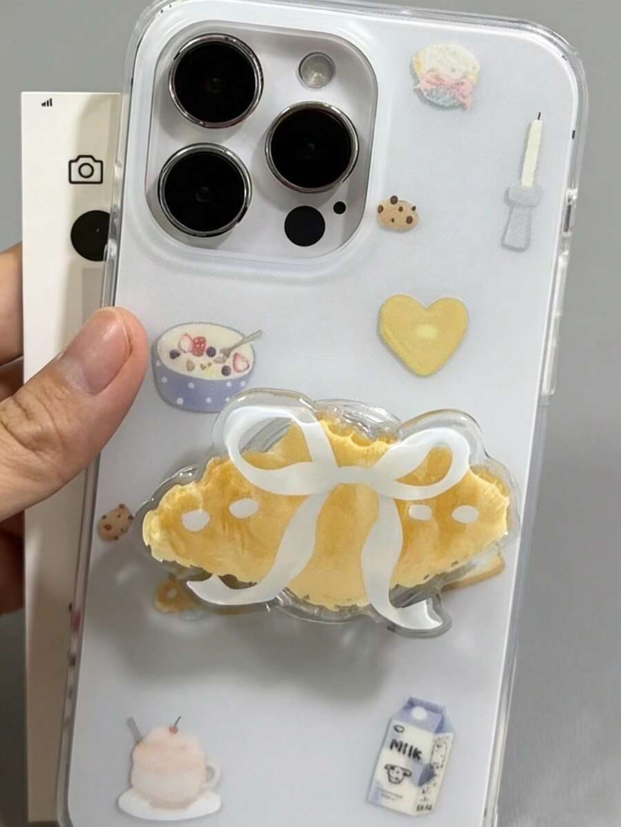 1pc INS Bow Acrylic Resin Phone Holder, Foldable Portable Air Cushion Phone Stand - Multicolor - View 1