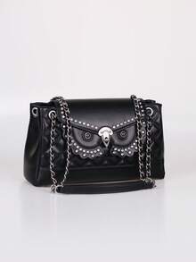 2026 New Fashion Luxury Women's Chain Bag, High-Quality Quilted Embroidered Rivet Shoulder Bag, Niche Design Heavy Metal Owl Shape Large Capacity Commuter Crossbody Bag - Multicolor - View 10