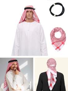 2 piezas Pañuelo de cabeza táctico estilo árabe para desierto con cordón, Pañuelo Shemagh árabe, Accesorio para vacaciones, viajes, festivales - 2 piezas - Ver 6