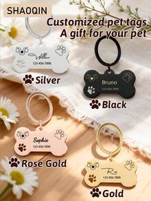 Customized Name And Phone Number Tags For Lost Pets, Including Dog And Cat Name Tags, Engraved Phone Name Tags, And Alloy Pendant Dog And Cat Collars. Perfect Pet Gifts; Highly Decorative, Engraved, Stylish, Colorful, Retro, Cute, Simple, Adorable, Unique, And Personalized. Suitable For Anniversaries And Birthdays; The Perfect Gift For Your Beloved Pet. - Multicolor - View 4