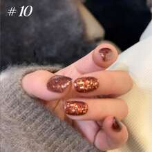 10毫升/瓶 Powder Focus 磁性猫眼系列凝胶指甲油，畅销红色、绿色、粉色、黑色、蓝色、透明玻璃珠，冬季闪粉7色钻石指甲油，棕色，适用于脚趾甲，美甲沙龙专用 - 彩色 - 查看 12