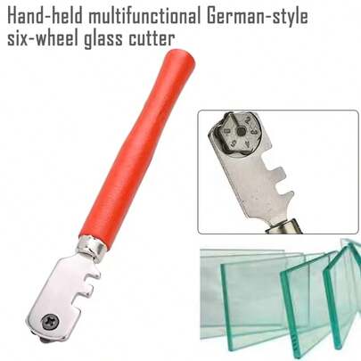 2 chiếc dao cắt kính và gạch thủ công 130mm, dao cắt kính cầm tay di động với lưỡi dao kim cương, dùng để cắt kính cửa sổ/kính thủ công.