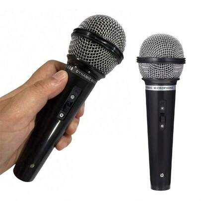 1pc Fake Microphone - Realistic Stage Prop With Moving Bellows, Portable For Parties, Events, Karaoke, Dance, Role-Playing Games - No Power Needed - Ideal For Singers, Actors, Party Hosts - Easy To Carry & Store