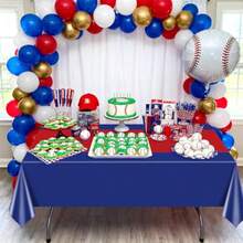 PTECDROTS 4 Pcs Blue And Red Tablecloth Table Runner Waterproof Disposable Rectangle Table Cover For Birthday Graduation Party Red And Blue Party Decorations 130 X 220cm - BlueandRed - View 7