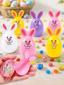 12pcs Plastic Rabbit Shaped Fillable Easter Eggs, Creative Hollow Rabbit Eggs For Easter Egg Hunt, Basket Filler, Prizes, Party Favors - Multicolor - View 6