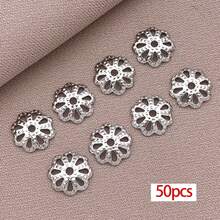 50个18K镀金花形珠帽,精美镂空花形珠帽,适用于DIY耳环、手链、项链等工艺品制作 - 彩色 - 查看 9