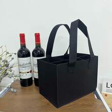 6-Bottle Felt Wine Tote Bag, Portable Felt Red/Wine Bottle Carrier, Lightweight Organizing Storage Bag, Multifunctional Fashion Gift Bag - Multicolor - View 11